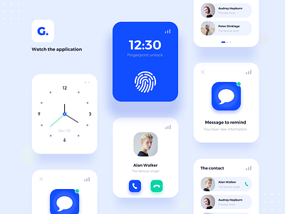 G.—Watch the application design illustration logo ui ux vector 品牌 应用 插图 类型 设计