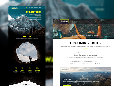 Urban Treks sketch travelling trekking ui website