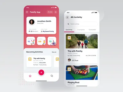 Family Activity App activity chat families family family tree familygoals familypost group illustration popular design trending ui