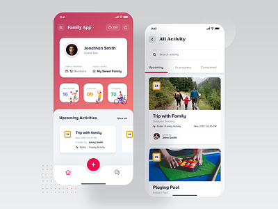 Family Activity App activity chat families family family tree familygoals familypost group illustration popular design trending ui