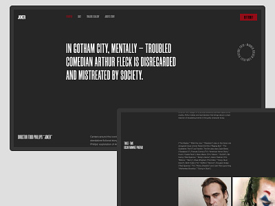 Joker – synopsis clean clean design clean ui cleandesign concept creative design film fullscreen interactive interface joker minimalism promo typography ui ux web website