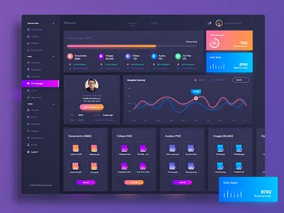 File Manager Dashboard UI Design In progress app design dark ui dashboard dashboard design dashboard ui download file manager file sharing file upload graphic minimal revenue statistics trend trend 2019 trending ui ui design uiux ux design