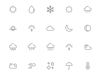 ⭐ Roicons - weather premium line icons pack app cloud design flat icons icon icon design icon pack roicons snow sun ui weather