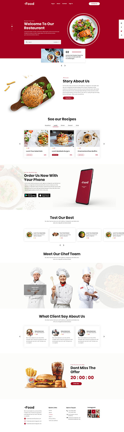 Restaurant UI Design design food website design home page design restaurant website ui web