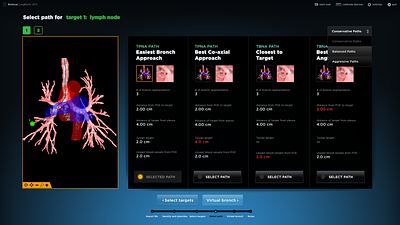 Bronchoscopic Surgical Navigation UI - Surgical Path Selection app app design design desktop app desktop application desktop design medical medical app medical design pc surgical ux