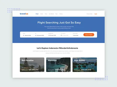 Travelco Web clean clean ui design flat design holiday ticket ticket app ticket booking tour tourism travel travel app ui uiux