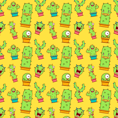 Cactus Friends cactus characterdesign characters pattern pattern art succulent