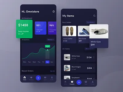 Dark Dashboard analytics app clean design dark mode dashboard ecommerce ios minimalistic uidesign