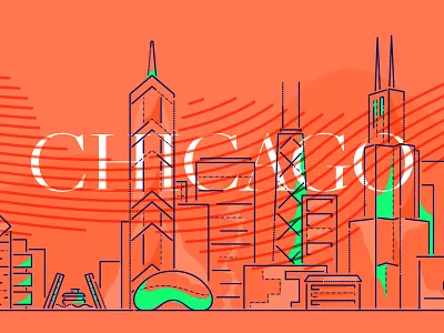 Chicago brand chicago cityscape colour cubs flow landascape landmark lines minimal pharma tech thumbprint