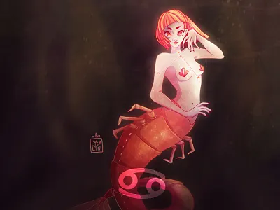 ♋Cancer art cancer cartoon cartoon character cg character character design concept design illustration mermaid mermay photoshop photoshop art procreate zodiac zodiac sign
