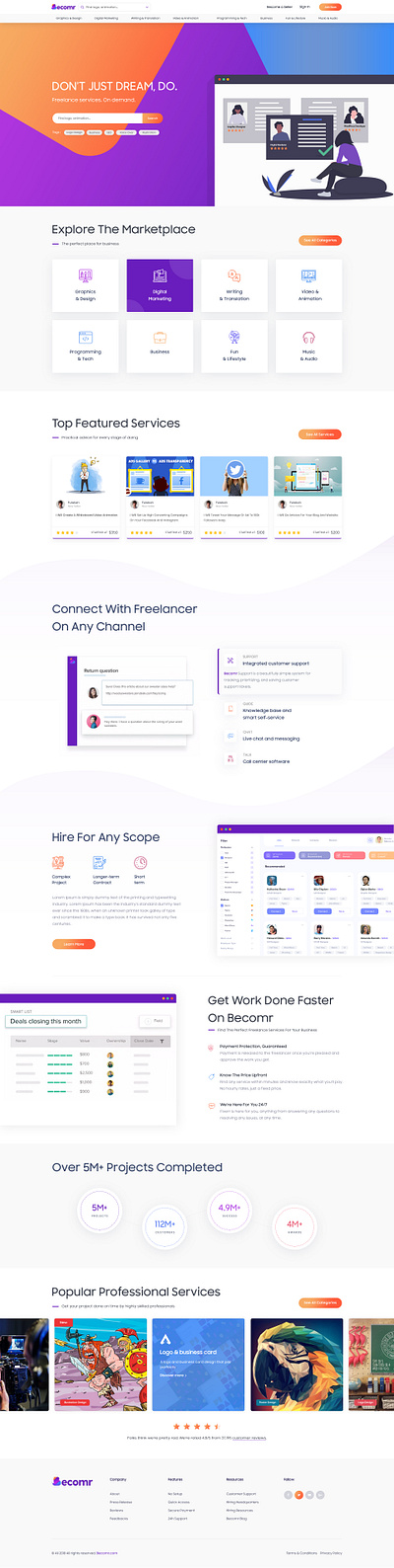 Ecomr - Freelance plateform animation branding creative design flat illustration illustrator typography ui uiux
