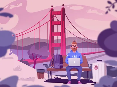 Golden Gate | IVN art cartoon character design flat golden gate illustration san francisco travel traveling vector work