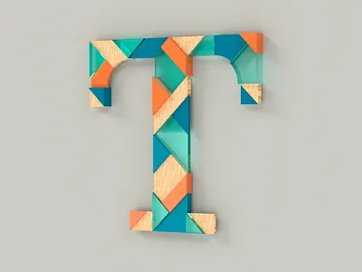 T for Tiles 36daysoftype 3d alphabet blender colour cycles dribble glass illustration letter plastic render rendering simplicity t typo typography vector