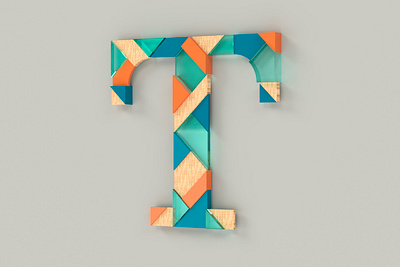 T for Tiles 36daysoftype 3d alphabet blender colour cycles dribble glass illustration letter plastic render rendering simplicity t typo typography vector