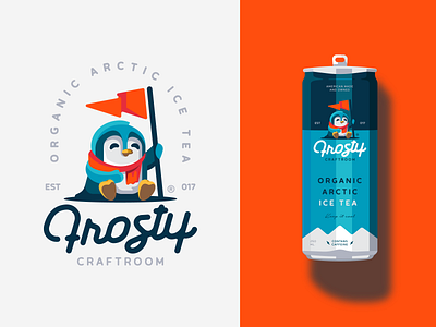 Frosty arctic bird branding design flag frosty icetea illustration logo logotype mark penguin tea winter