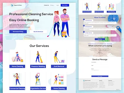Happy Life Maids Web Design adobe xd clean ui design figma hero section illustration landing page minimal sketchapp ui ui 100day ux vector web design webdesign webdesigner website website design