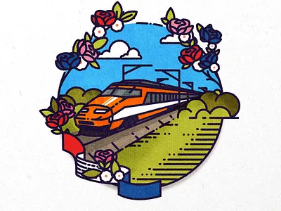 TGV emblem emblem icon illustration illustrator logo minimalist texture train vector