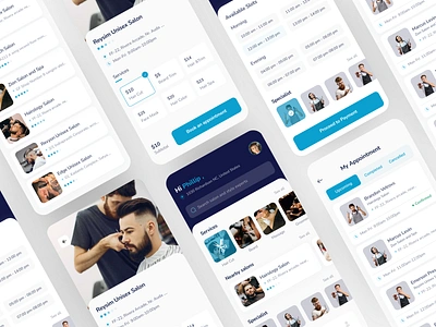 Unisex Salon Service App app appointment beard beauty clean design digitalsalon hair haircut hairdresser mobile salon salonapp spa style stylist ui unisex ux