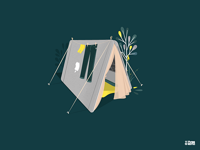 "Camp" camp digital art freelance graphic design graphic designer green illustration illustrator laptop macbook nature threekoma vector