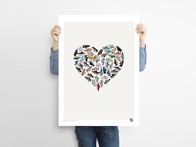 I ♥️ SNEAKERS - Kicks&Tees (Poster) airmax art brand branding colors flat french illustration nike poster sneakers vector