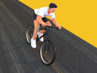 Boy riding a bike bicycle c4d design ux 设计