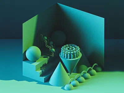 Dark Green 3d 3d art abstract abstract art abstract scene abstract shapes abstraction adobe dimension dark green design dimension green illustration material scene shape