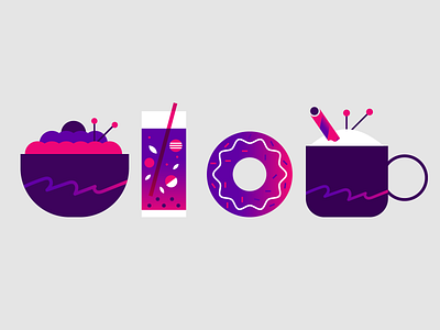 breakfast & lunch beverage breakfast coctail coffee donut food icon illustration latte lunch salad