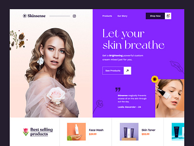 Skincare Product Landing Page beauty cosmetics ecommerce fashion haircare healthy life homepage landing page makeup mockup natural skin personal care self care skin skincare web design webpage website website design