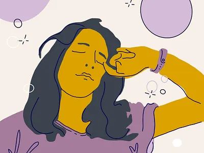 Sleepy Friday everyone character color illustration ipad line simple woman