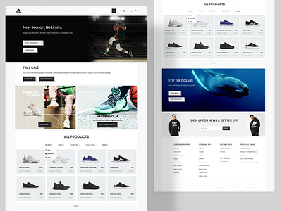 Adidas Shoe Store - Landing Page adidas clean clean ui ecommerce home landing page landingpage minimal shoe sneaker sneakers store trend trend 2019 trends web web design webdesign