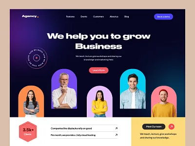Agency Website Design advertisting agency agency website award business clean creative agency design team digital agency freelance header ui landingpage landingpage ui marketing marketplace typography uiux design web design web page website