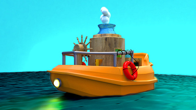 cartoon boat c4d cinema 4d illustration modeling persian seeyad