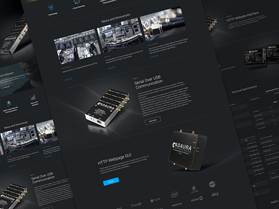 Wireless Technology Company Website adauratech blue dark dark ui design ecommerce figma product page store style ui ux webdesign website webstore