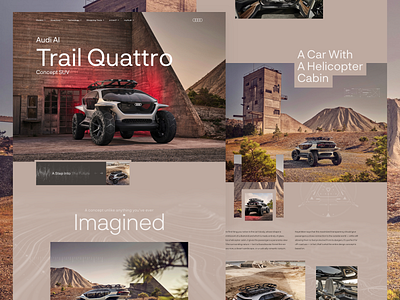 Audi AI Trail Quattro SUV audi automotive brown car clean earthtones flat future futuristic grid design homepage landing page minimal suv typography ui ui design web design website