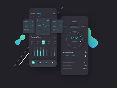 Smart Home Mobile UI app application chart design home house iot remote sketch smart smart home temperature ui visual visual design