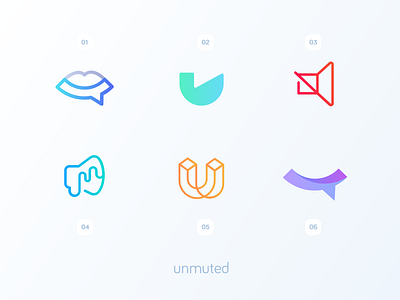 unmuted - Logo Design app branding bubble creative design flat icon id idea identity logo logo design mark monogram software speech talk tech technology vector