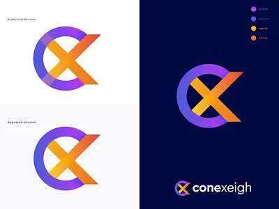 conexeigh - logo design abstract app app icon app logo brand identity branding c logo gradient identity design illustration letter logo mark logo logo designer logo mark modern symbol technology technology logo x c letter logo x logo