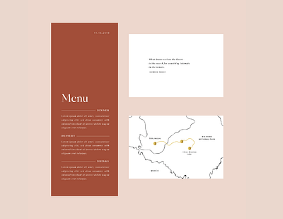 Wedding Menu and Map gold gold foil illustration invitation map design map illustration menu menu card menu design print print design stationery stationery design wedding wedding invitation wedding stationery