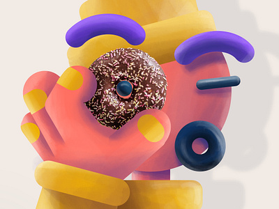 Donuts Donuts Donuts Donuts Donuts character characterdesign depth donuts doughnuts gouache illustration ipadpro mixedmedia photoshop procreate snacks sweets texture