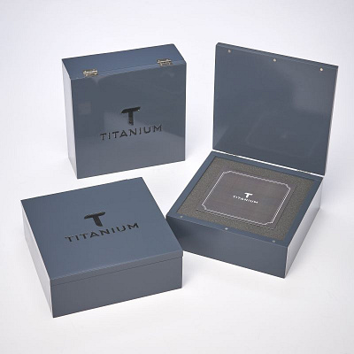 Titanium Custom Wood Box by Sneller advertising branding custom packaging made in usa marketing packaging presentation packaging promotion promotional packaging sneller creative promotions