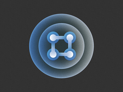 Loop! app blue brand branding figma glow gradient grain grainy icon icons illustration logo logo design loop mark nodes noise square symbol