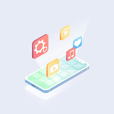 Isometric concept with mobile phone business cellphone communication concept design flat flyer icon illustration internet isometric message mobile new phone screen sign smartphone sms vector