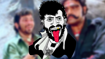 Legend Gabbar design hand drawn illustration movie photoshop