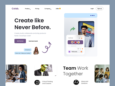 Team Work collab collaboration coworking design esport home office home page interface landing page mascot project management remote remote work team teamwork web webdesign website website design workspace