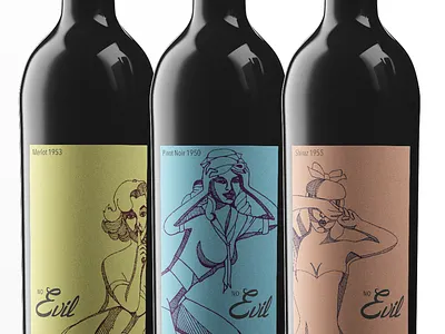 No Evil Wine Bottles branding design graphic design illustration logo packaging wine label