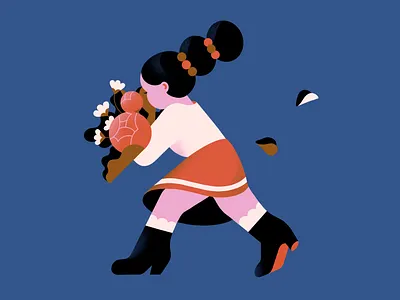 🍂 bouquet celebration character floral flowers girl illustration pantone people vector