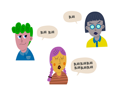 Blah blah blah blah boys design flat girls illustration illustrator people speakers talking vector