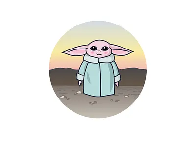 Baby Girl Yoda baby yoda character cute design girl graphic design graphic designer icon illustration mint pastels pink starwars vector