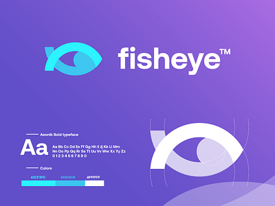 fisheye blue design eye fish gradient logo logo design logodesign modern purple technology