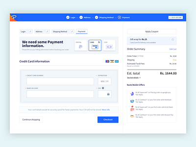 Credit Card Checkout #dailyui #002 clean concept creative credit card form credit card payment daily ui ecommerce shop payment payment form payment info paypal shopping ui uiux visa card web